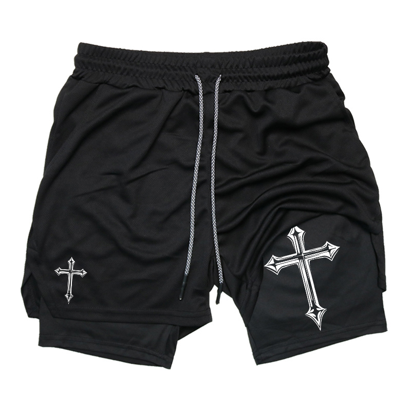 Crossfit Gear Men - Cross Print 2-in-1 Workout-Laufshorts für Herren,