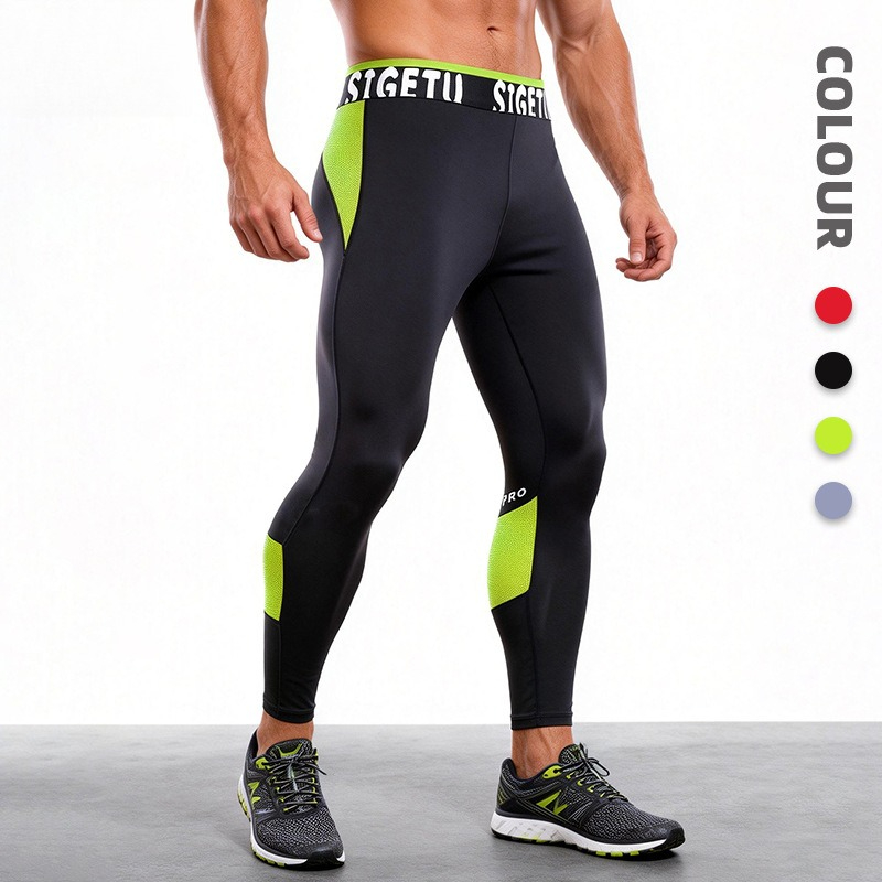 Crossfit Runners - Professionelle Nylon-Spandex Kompressionshose für Herren, Marathonläufer-Laufhose,
